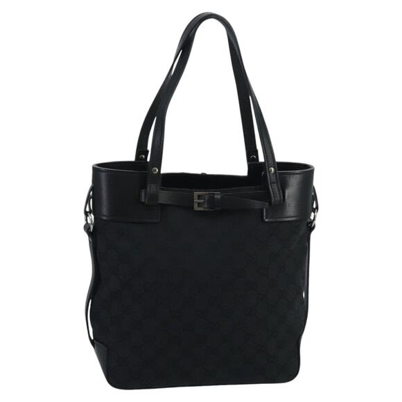 GUCCI GG Canvas Tote Bag Black Silver - Picture 1 of 16